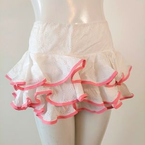 ❄️ Vintage Bettina liano eyelet white skirt micro MINI ruffle skirt